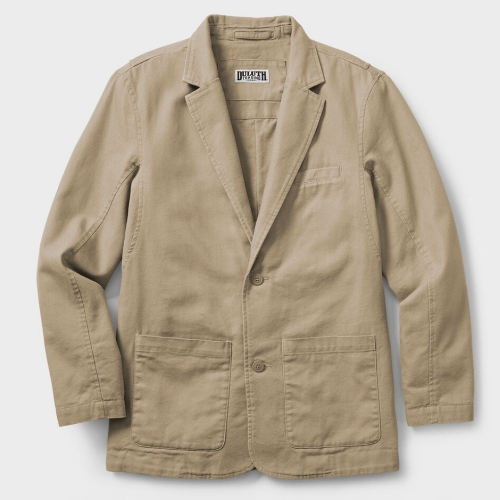 Duluth Trading Co Tan Cotton Shirt Jacket Blazer
